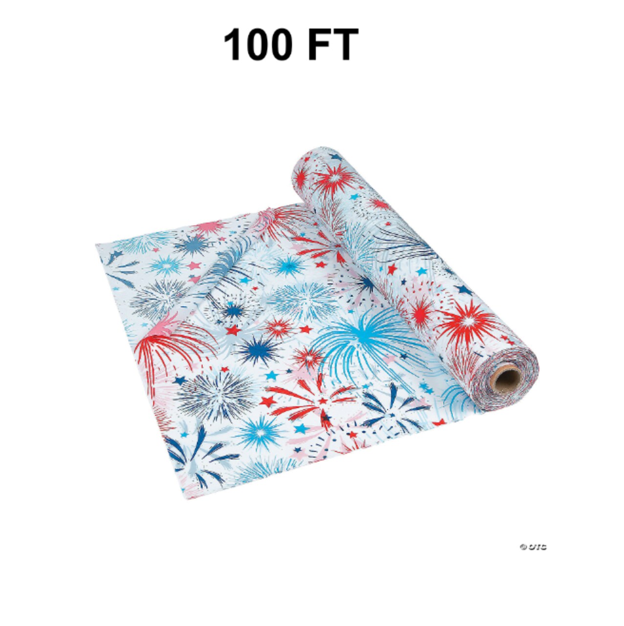 40" x 100 Ft. Patriotic Burst Disposable Plastic Tablecloth Roll